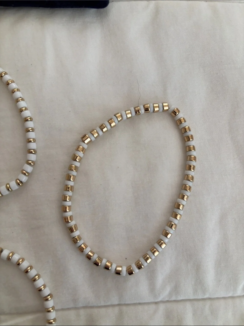 J. Crew White and Gold Multi-Wrap Beaded Bracelet